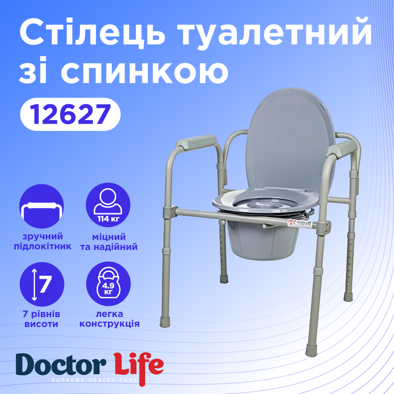 Стілець туалетний складаний сталевий Doctor Life 12627 (12627-2530)