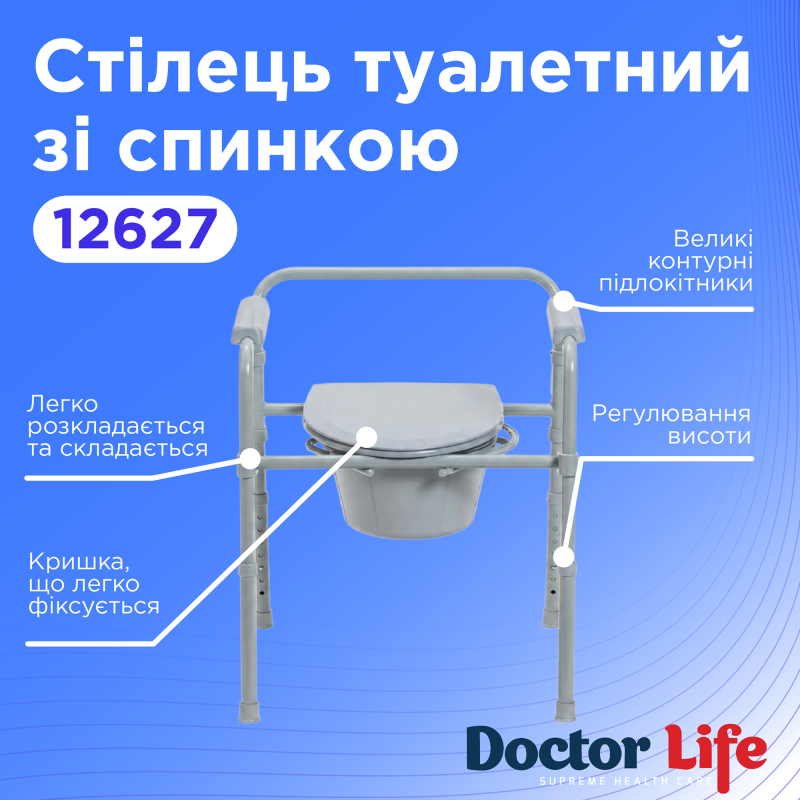 Стілець туалетний складаний сталевий Doctor Life 12627 (12627-2530)