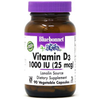 Витамин D3 1000IU, Bluebonnet Nutrition, 90 вегетарианских капсул