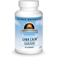 GABA (Гамма-аминомасляная кислота), Вкус Апельсина, Serene Science, Source Naturals, 60 таблеток для рассасывания