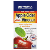 Яблочный уксус, Apple cider vinegar, Enzymedica, 60 вегетарианских капсул
