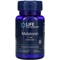 Мелатонин, Melatonin, Life Extension, 3 мг, 60 вегетарианских капсул.