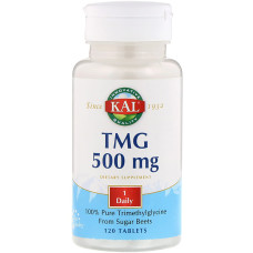 Триметилгліцин, TMG (ТМГ), 500 мг, KAL, 500 mg, 120 таблеток