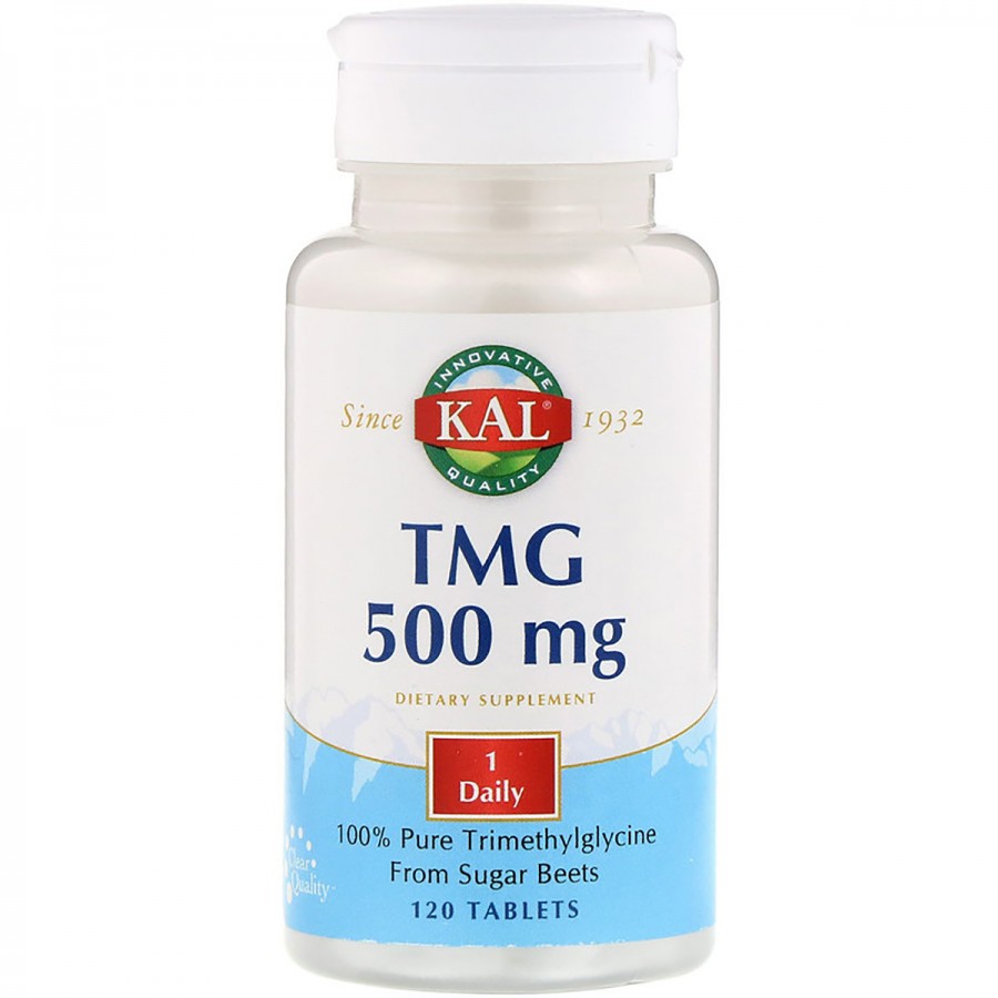 Триметилгліцин, TMG (ТМГ), 500 мг, KAL, 500 mg, 120 таблеток