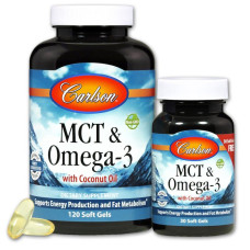 MCT & Омега-3, Carlson, 120+30 желатинових капсул