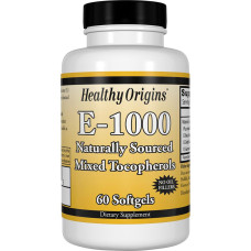 Витамин E 1000IU, Healthy Origins, 60 желатиновых капсул