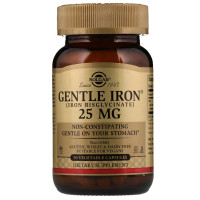 СКИДКА Хелатное железо, Gentle Iron, Solgar, 25 мг, 90 капсул (без пленки)