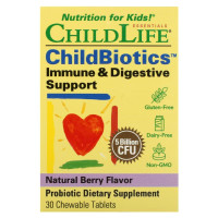 Поддержка иммунитета и пищеварения для детей, 5 млрд КУО, вкус ягод, ChildBiotics, Immune&Digestive Support, ChildLife, 30 жевательных таблеток