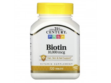 Біотин, 10 000 мкг, Biotin, 21st Century, 120 капсул