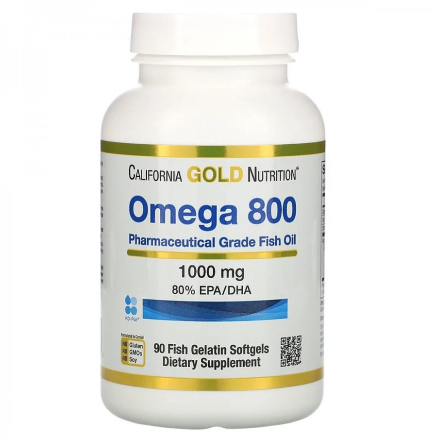 Омега 800, Риб'ячий жир фармацевтичного якості, 1000 мг, California Gold Nutrition, 90 желатинових капсул