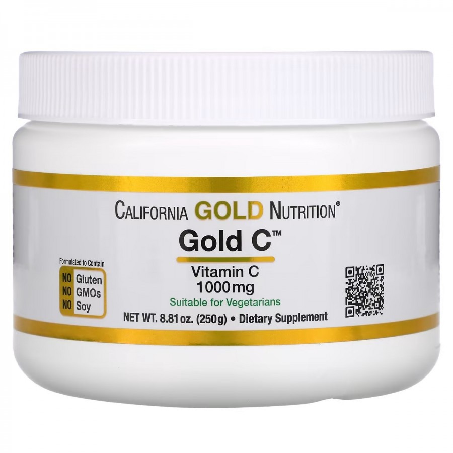 Вітамін C, 1000 мг, Vitamin C, Gold C Powder, California Gold Nutrition, 250 г