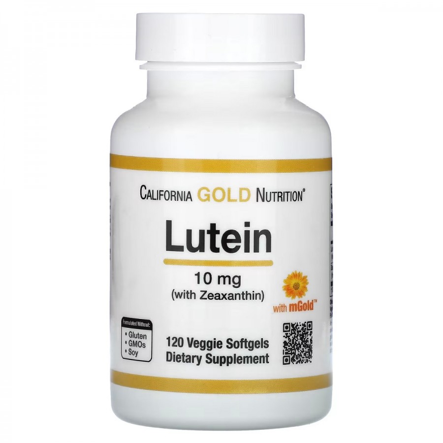 Лютеїн із зеаксантином, 10 мг, Lutein with Zeaxanthin, California Gold Nutrition, 120 вегетаріанських капсул