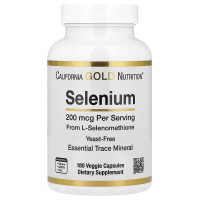 Селен, без дріжджів, 200 мкг, Selenium, Yeast-Free, California Gold Nutrition, 180 вегетаріанських капсул