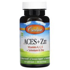 Вітаміни А, С, Е плюс Селен та Цинк, ACES + Zn, Carlson, 60 гелевих капсул