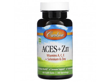Вітаміни А, С, Е плюс Селен та Цинк, ACES + Zn, Carlson, 60 гелевих капсул