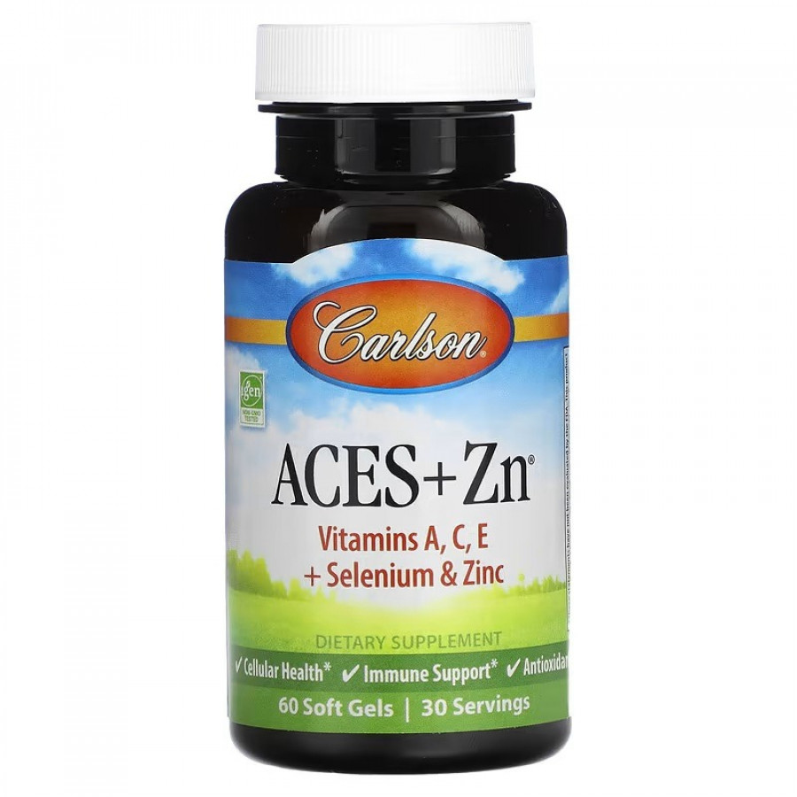 Вітаміни А, С, Е плюс Селен та Цинк, ACES + Zn, Carlson, 60 гелевих капсул