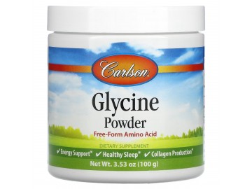 Гліцин у порошку, вільна форма амінокислоти, Glycine Powder, Free Form Amino Acid, Carlson, 100 гр