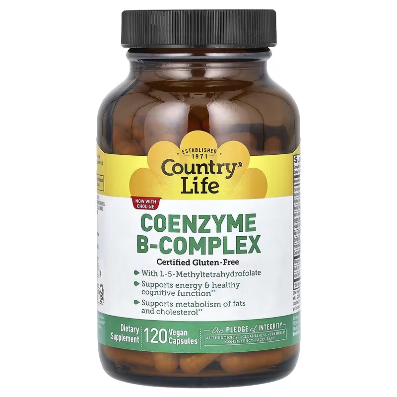 Комплекс вітамінів групи В, Coenzyme B-Complex, Country Life, 120 вегетаріанських капсул
