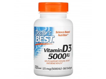 Вітамін D3 5000IU, Doctor's Best, 360 желатинових капсул