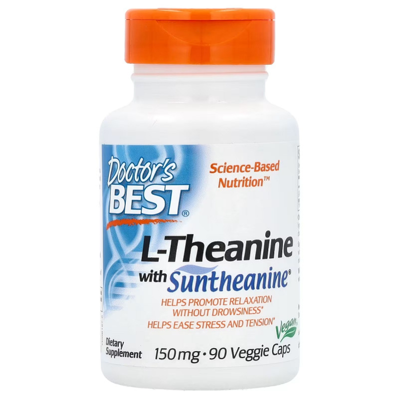 L-теанин, 150 мг, L-Theanine with Suntheanine, Doctor's Best, 90 вегетаріанських капсул