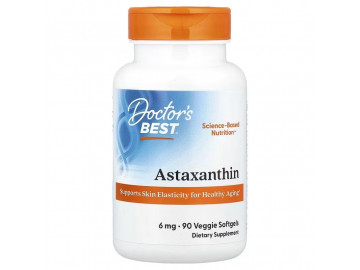 Астаксантин, 6 мг, Astaxanthin, Doctor's Best, 90 вегетаріанських капсул