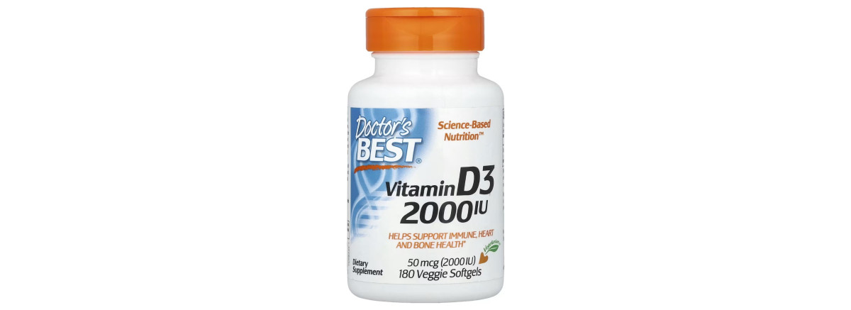 Вітамін D3, 2000 МО, Vitamin D3, Doctor's Best, 180 вегетаріанських капсул