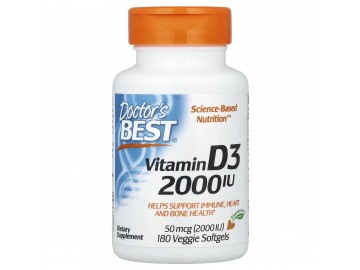 Вітамін D3, 2000 МО, Vitamin D3, Doctor's Best, 180 вегетаріанських капсул