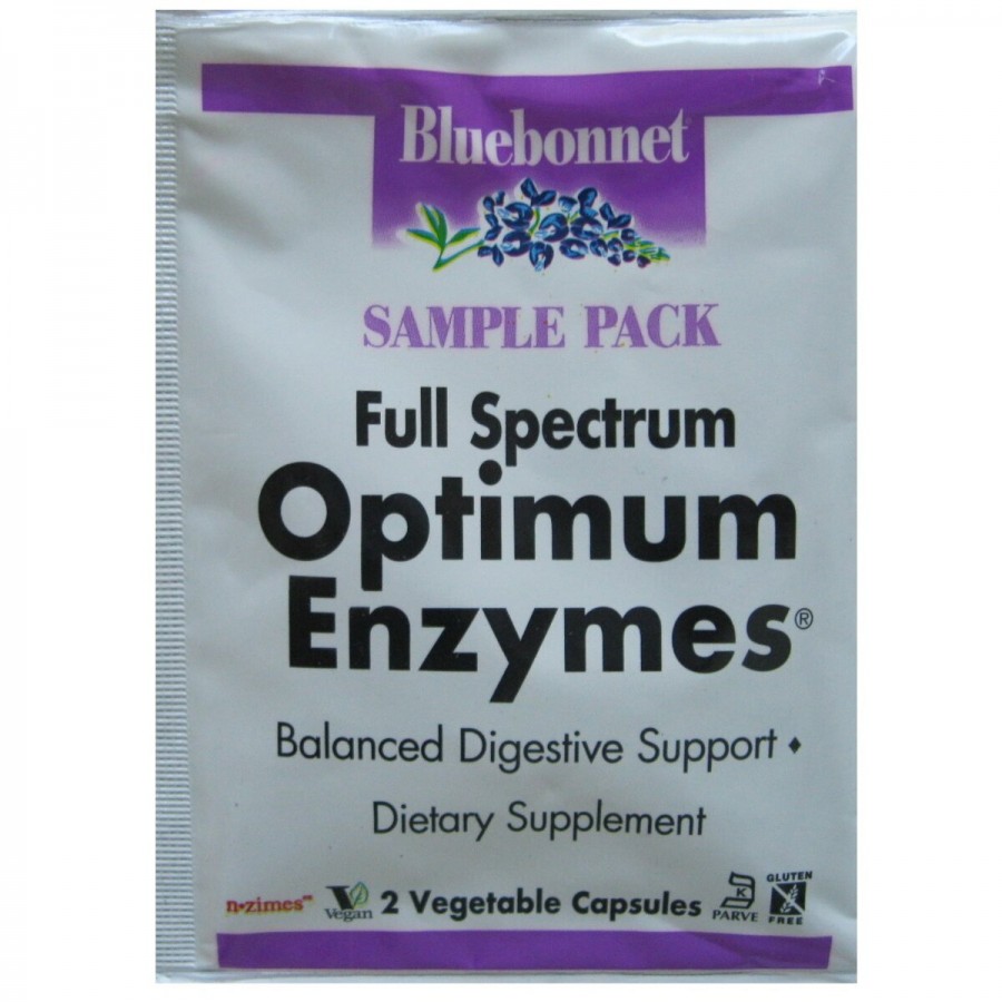 Оптимальні ферменти повного спектра, Full Spectrum Optimum Enzymes, Bluebonnet Nutrition, 2 вегетаріанські капсули