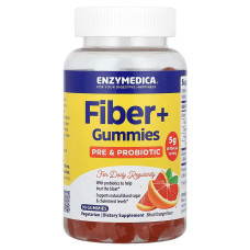 Клетчатка +, с пребиотиками и пробиотиками, вкус красного апельсина, Fiber +, Enzymedica, 60 жевательных таблеток