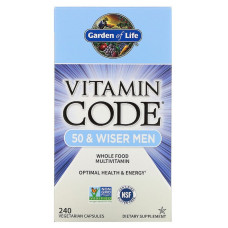 Мультивитамины для мужчин 50+, Vitamin Code, 50 & Wiser Men, Garden of Life, 240 вегетарианских капсул
