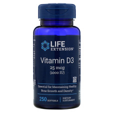 Витамин D3, Vitamin D3, Life Extension, 25 мкг (1000 МО), 250 гелевых капсул
