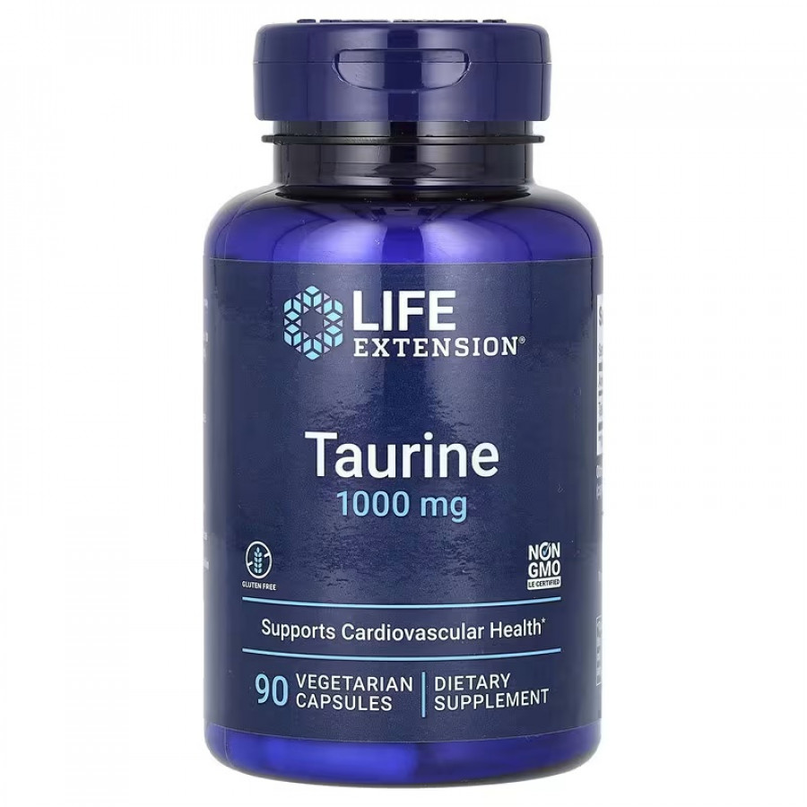 Таурін, 1000 мг, Taurine, Life Extension, 90 вегетаріанських капсул