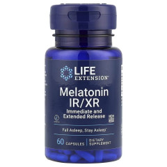 Мелатонін, 1,5 мг, Melatonin IR/XR, Life Extension, 60 капсул
