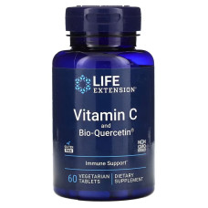 Вітамін С та біо-Кверцетин, Vitamin C and Bio-Quercetin, Life Extension, 60 вегетаріанських таблеток