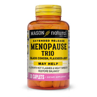 Підтримка при менопаузі, клопогон, лляне насіння та соя, Menopause Relief Trio, Black Cohosh, Flaxseed and Soy, Mason Natural, 30 каплет
