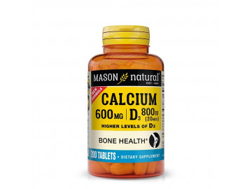 Кальцій 600 мг з Вітаміном D3 800 МО, Calcium 600 mg з Vitamin D3 800 IU, Mason Natural, 200 таблеток