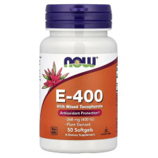 Вітамін Е, 268 мг (400 МО), E-400, Now Foods, 50 гелевих капсул