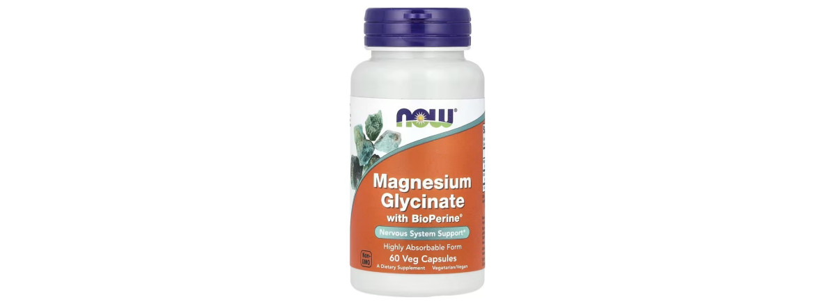 Магний глицинат с биоперином, 200 мг, Magnesium Glycinate With BioPerine, Now Foods, 60 вегетарианских капсул