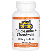 Глюкозамін та хондроїтин, Glucosamine & Chondroitin, Natural Factors, 60 капсул