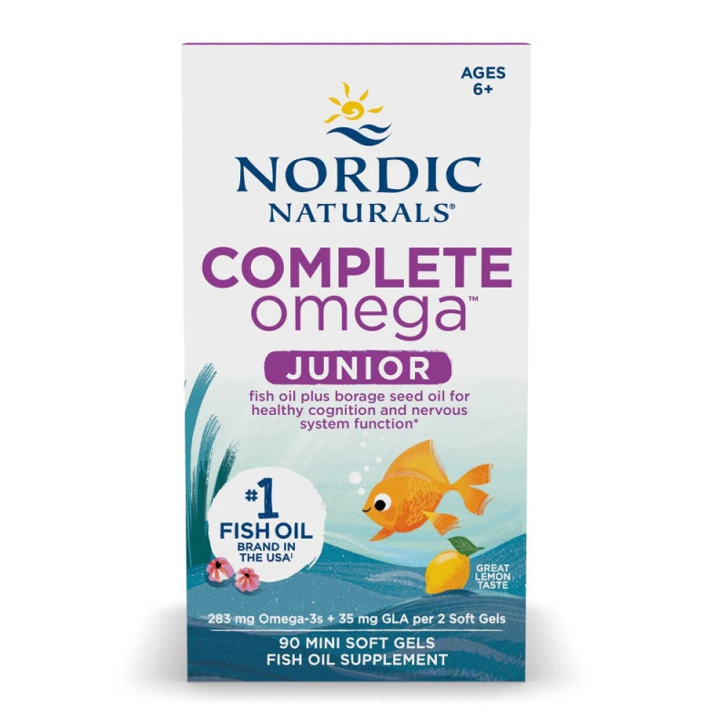 Рыбий Жир для Подростков, Вкус Лимона, Complete Omega Junior, Nordic Naturals, 283 мг, 90 капсул