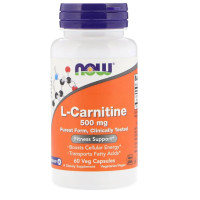 L-Карнитин, 500 мг, L-Carnitine, Now Foods, 60 вегетаріанських капсул
