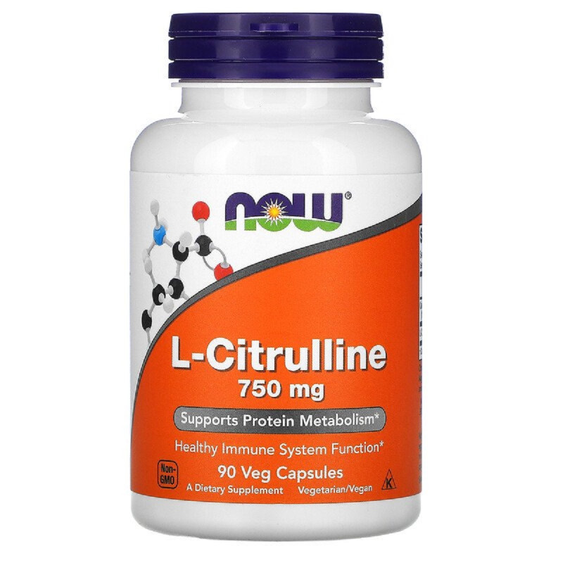 L-Цитрулин 750мг, Now Foods, L-Citrulline, 90 вегетаріанських капсул