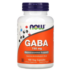 GABA (Гамма-Аминомасляная Кислота) 750мг, Now Foods, 100 вегетарианских капсул
