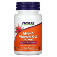 Витамин К-2, K-2 (MK7), Now Foods, 100 мкг, 60 вегетарианских капсул