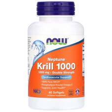 Крилевый Жир 1000мг, Neptune Krill 1000, Double Strength, Now Foods, 60 желатиновых капсул