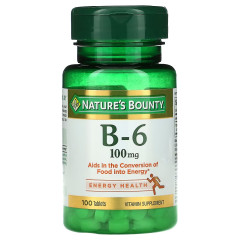 Витамин B6, 100 мг, Vitamin B6, Nature's Bounty, 100 таблеток