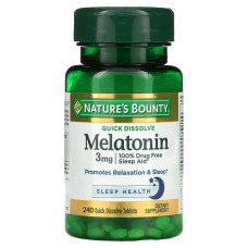 Мелатонін швидко розчинний, 3 мг, смак вишні, Melatonin, Nature's Bounty, 240 таблеток
