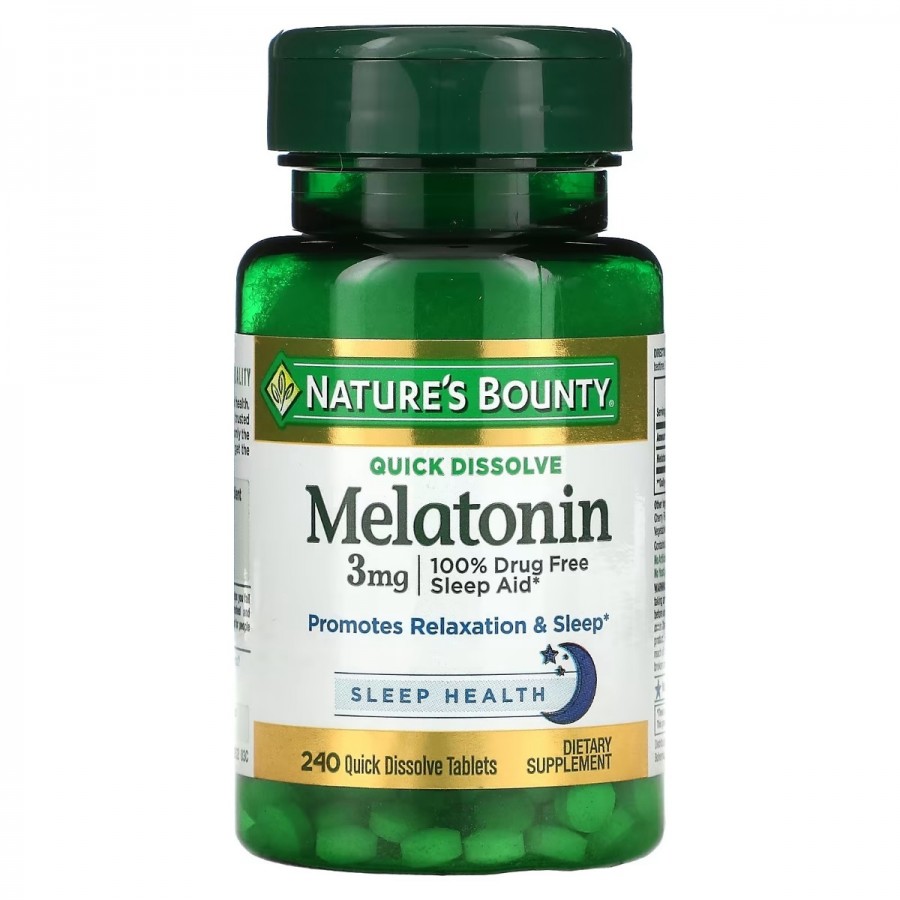 Мелатонін швидко розчинний, 3 мг, смак вишні, Melatonin, Nature's Bounty, 240 таблеток