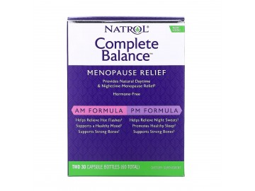 УЦІНКА Повний комплекс для полегшення Менопаузи, Complete Balance, Menopause Relief, Natrol, дві баночки по 30 капсул в кожній (м'ята коробка)