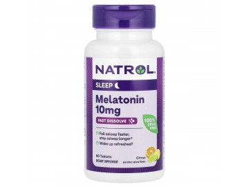 Мелатонін швидкорозчинний, 10 мг, смак цитрусовий, Melatonin, Fast Dissolve, Natrol, 60 таблеток